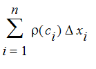 Sum(rho(c[i])*Delta*x[i],i = 1 .. n)