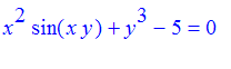 x^2*sin(x*y)+y^3-5 = 0