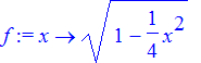 f := proc (x) options operator, arrow; sqrt(1-1/4*x^2) end proc