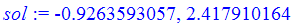 sol := -.9263593057, 2.417910164