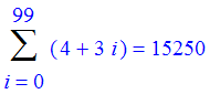 Sum(4+3*i,i = 0 .. 99) = 15250
