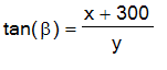 tan(beta) = (x+300)/y