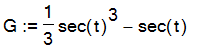 G := 1/3*sec(t)^3-sec(t)