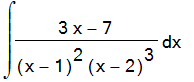 Int((3*x-7)/(x-1)^2/(x-2)^3,x)