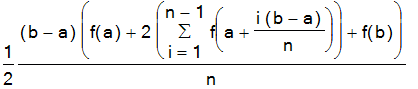 1/2*(b-a)/n*(f(a)+2*Sum(f(a+i*(b-a)/n),i = 1 .. n-1)+f(b))