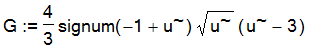 G := 4/3*signum(-1+u)*u^(1/2)*(u-3)