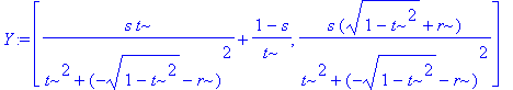 Y := vector([s*t/(t^2+(-sqrt(1-t^2)-r)^2)+(1-s)/t, ...