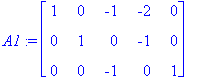 A1 := matrix([[1, 0, -1, -2, 0], [0, 1, 0, -1, 0], ...