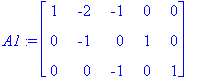 A1 := matrix([[1, -2, -1, 0, 0], [0, -1, 0, 1, 0], ...