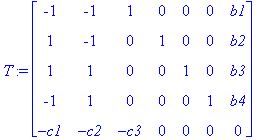 T := matrix([[-1, -1, 1, 0, 0, 0, b1], [1, -1, 0, 1...