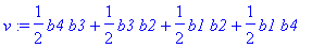 v := 1/2*b4*b3+1/2*b3*b2+1/2*b1*b2+1/2*b1*b4