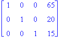matrix([[1, 0, 0, 65], [0, 1, 0, 20], [0, 0, 1, 15]])