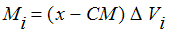 M[i] = (x-CM)*Delta*V[i]