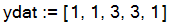 ydat := [1, 1, 3, 3, 1]