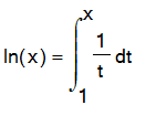ln(x) = Int(1/t,t = 1 .. x)