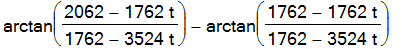 arctan((2062-1762*t)/(1762-3524*t))-arctan((1762-1762*t)/(1762-3524*t))