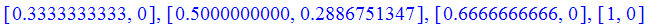[.3333333333, 0], [.5000000000, .2886751347], [.6666666666, 0], [1, 0]