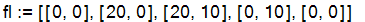 fl := [[0, 0], [20, 0], [20, 10], [0, 10], [0, 0]]