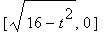 [sqrt(16-t^2), 0]