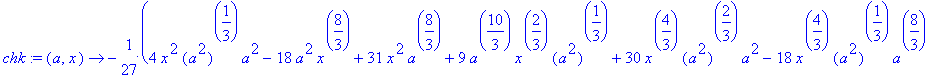 chk := proc (a, x) options operator, arrow; -1/27*(...