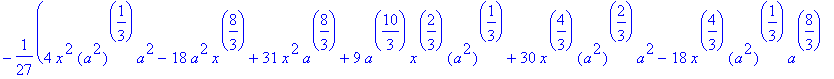 -1/27*(4*x^2*(a^2)^(1/3)*a^2-18*a^2*x^(8/3)+31*x^2*...