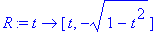 R := proc (t) options operator, arrow; [t, -sqrt(1-...