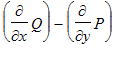 diff(Q,x)-diff(P,y)