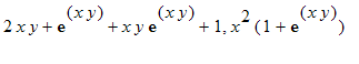 2*x*y+exp(x*y)+x*y*exp(x*y)+1, x^2*(1+exp(x*y))
