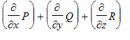 diff(P,x)+diff(Q,y)+diff(R,z)