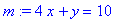 m := 4*x+y = 10