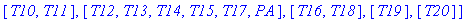 partition := [[I1, I2, RA, PS, Pra, AAA, SAS], [T1,...