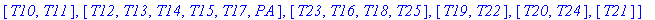 partition := [[I1, I2, RA, PS, Pra, AAA, SAS], [T1,...