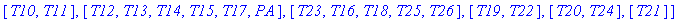 partition := [[I1, I2, RA, PS, Pra, AAA, SAS], [T1,...