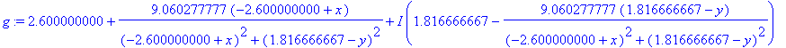 g := 2.600000000+9.060277777*(-2.600000000+x)/((-2....