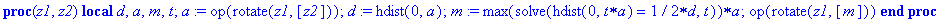hyperb[hmidpt] := proc (z1, z2) local d, a, m, t; a...