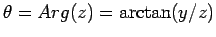 $\theta= Arg(z) = \arctan(y/z)$