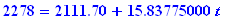 2278 = 2111.70+15.83775000*t