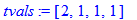 tvals := [2, 1, 1, 1]