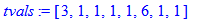 tvals := [3, 1, 1, 1, 1, 6, 1, 1]