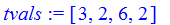 tvals := [3, 2, 6, 2]