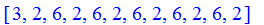 [3, 2, 6, 2, 6, 2, 6, 2, 6, 2, 6, 2]