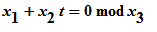 x[1]+x[2]*t = `mod`(0,x[3])